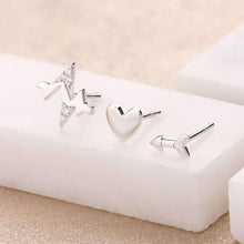 Load image into Gallery viewer, Sterling silver Heartbeat Set of 3 Single Stud Earrings

