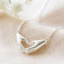 Load image into Gallery viewer, Lisa Angel Heart Shaped Hands Necklace - Silver
