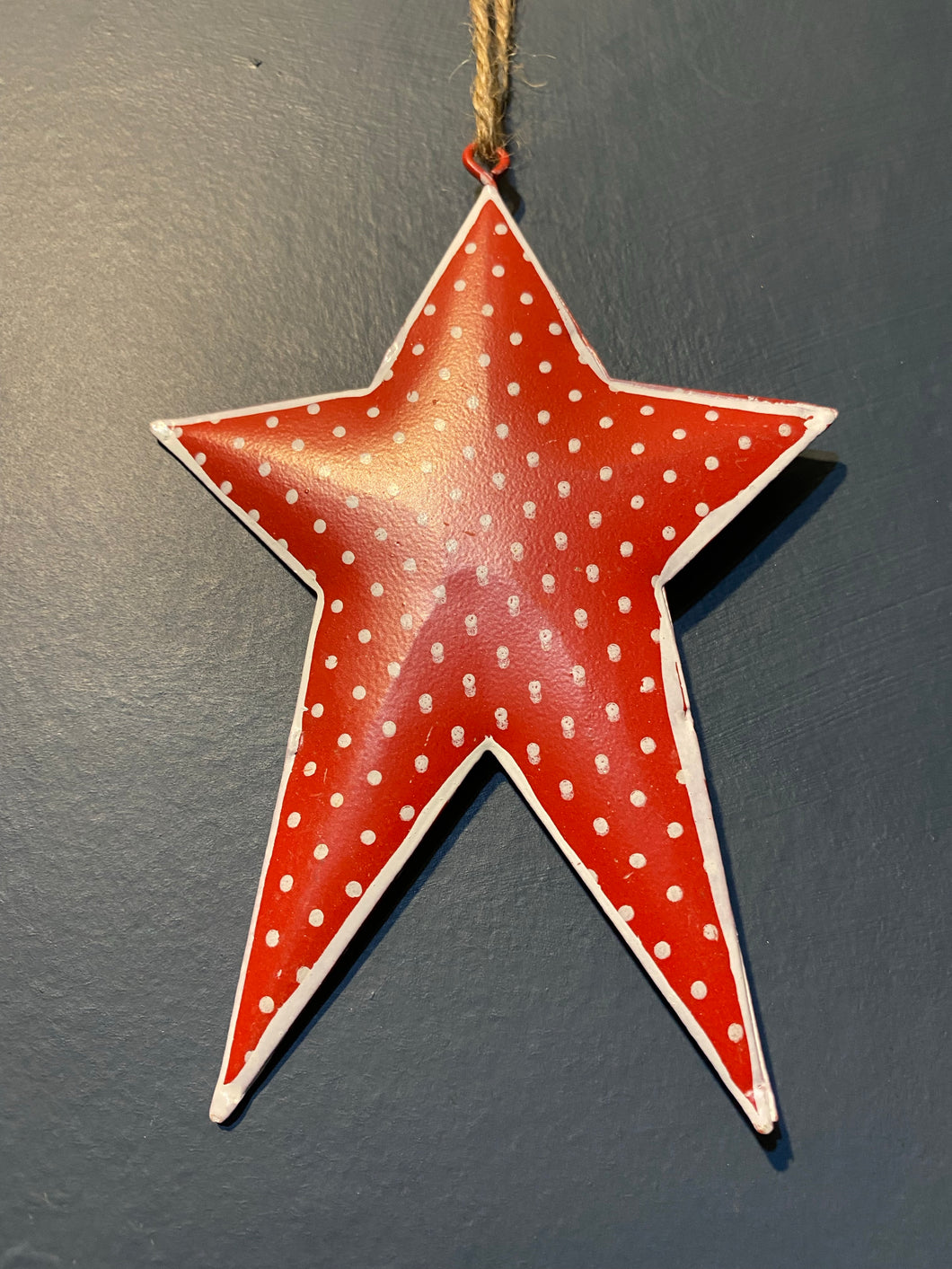 Red and White Polka Dot Tin Star Decoration