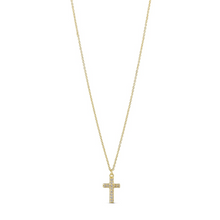 Load image into Gallery viewer, Pure by Nat Zirconia Cross Necklace - Gold &amp; Silver
