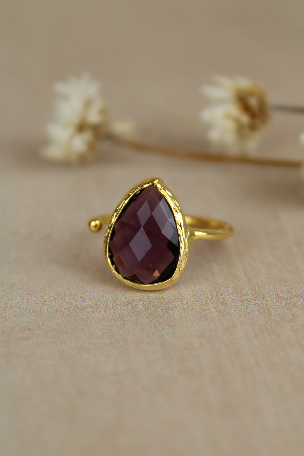 My Doris Multi Faceted Teardrop Stone Ring