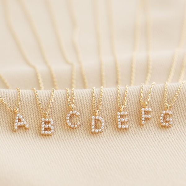 Lisa Angel Gold Pearl Initial Necklace