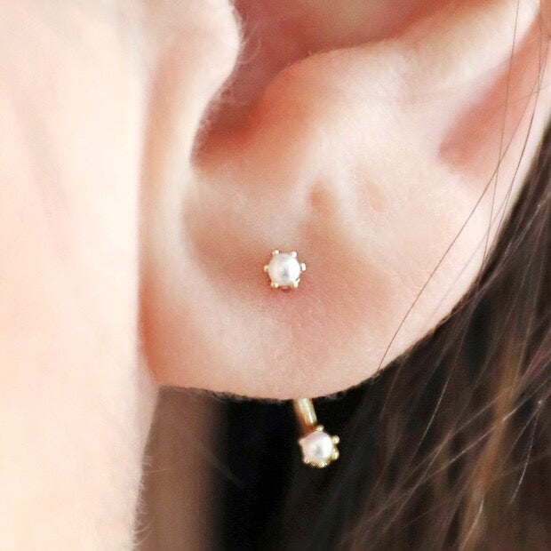 Lisa Angel Delicate Double Pearl Stud Earrings - Gold