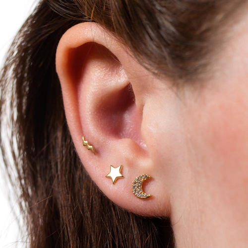 Sterling Silver Set of 3 Celestial Studs (gold)