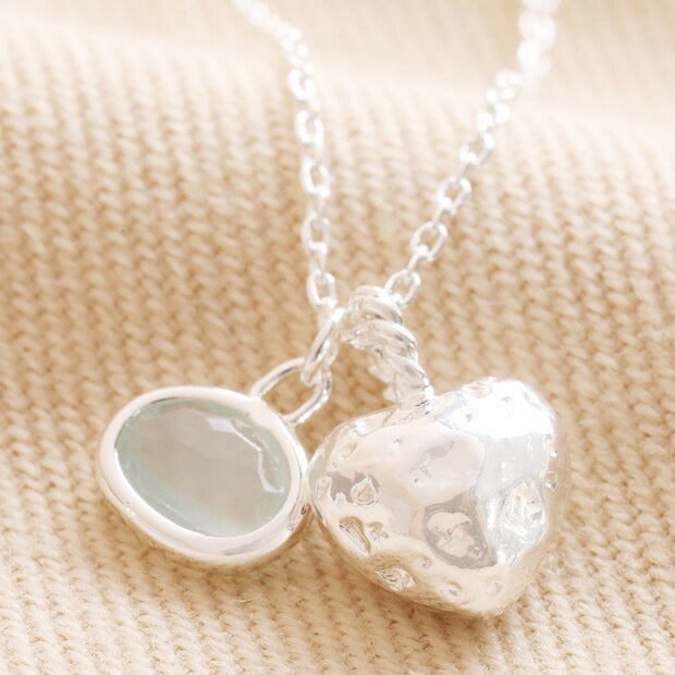 Lisa Angel Heart & Moonstone Pendant Necklace - Gold & Silver