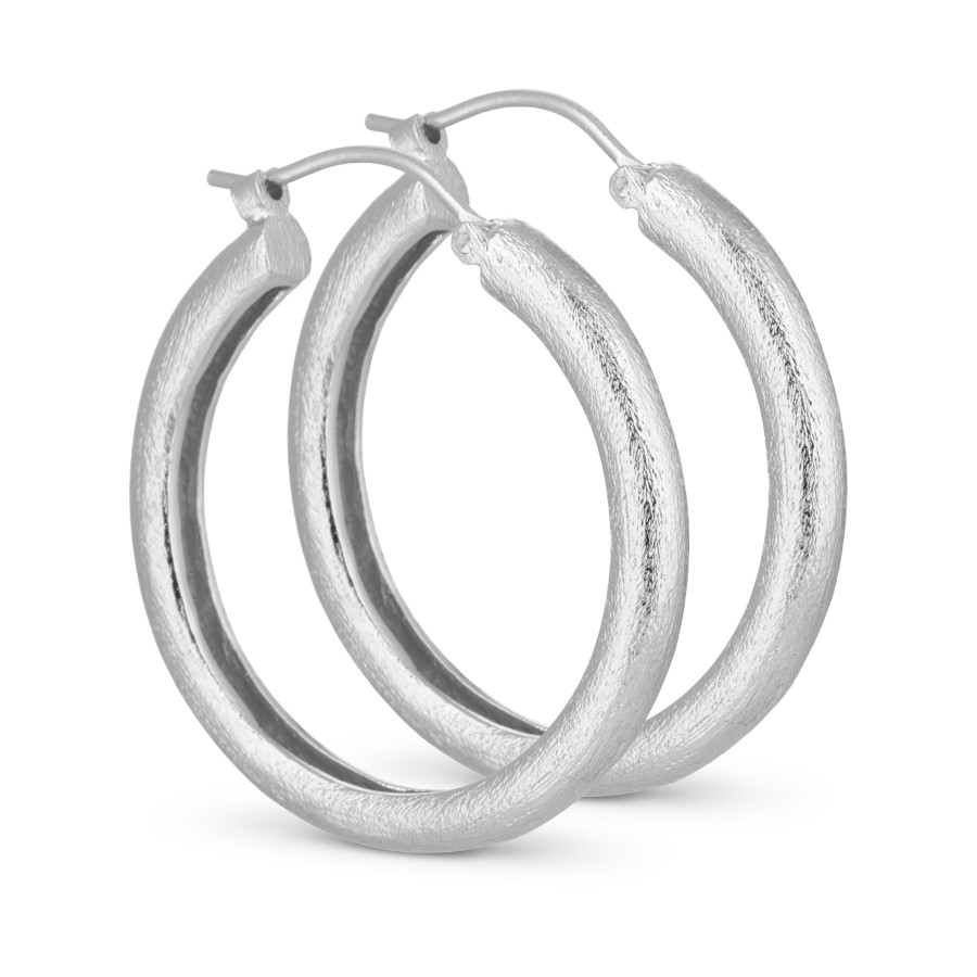 Pure by Nat Round 30mm Earrings - Silver