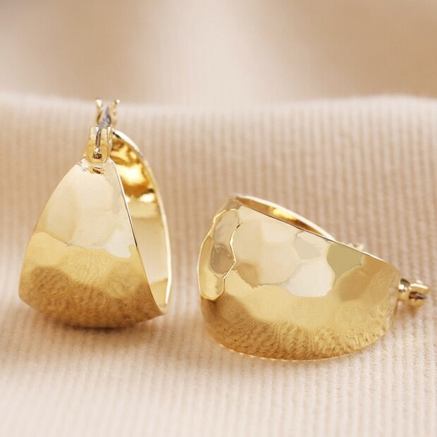 Lisa Angel Wide Hammered Hoops - Gold & Silver