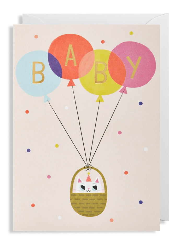 Baby Girl Balloons - Greeting Card