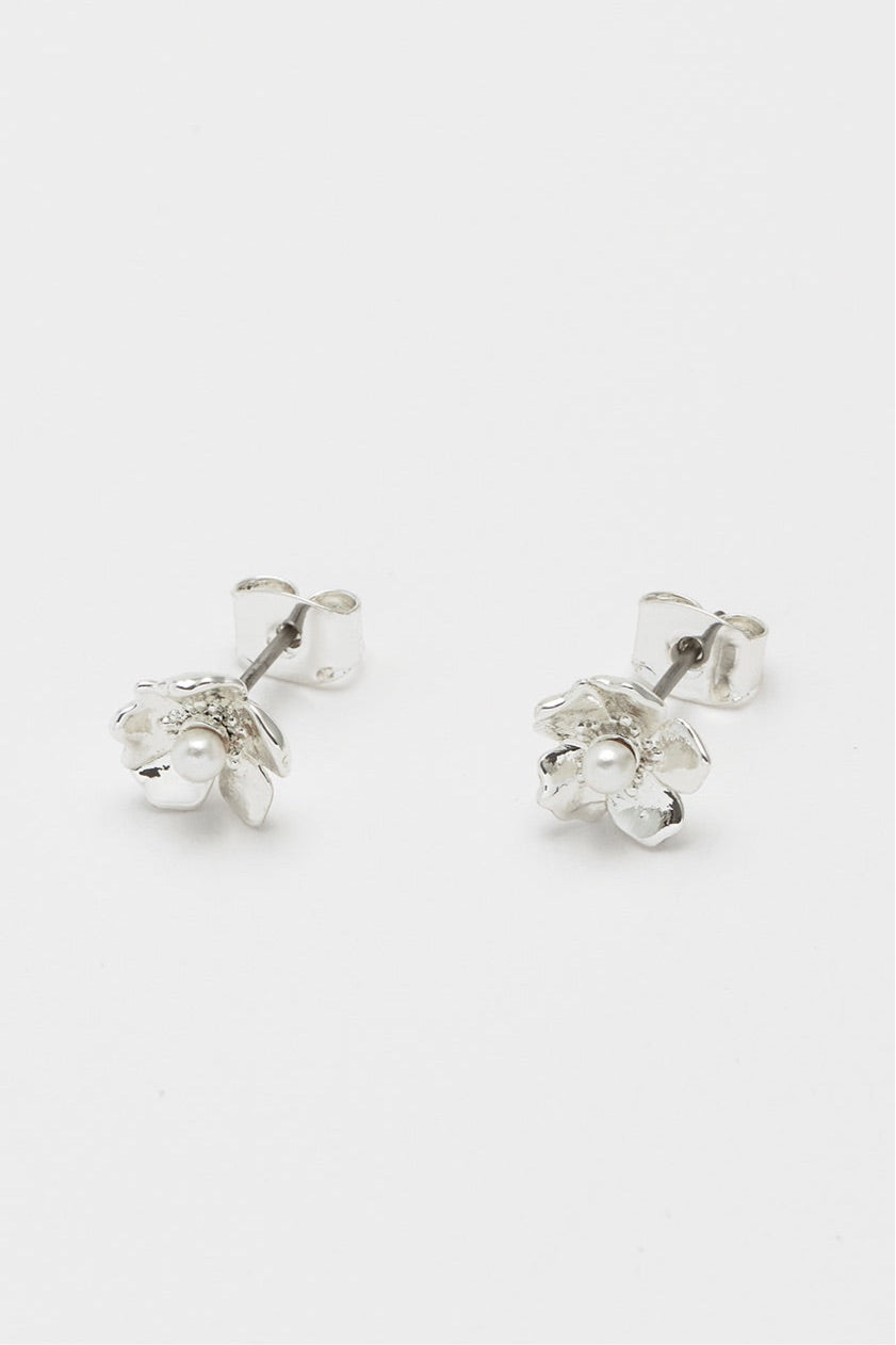 Estella Bartlett Buttercup with Pearl Earrings - Silver Plated