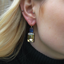 Load image into Gallery viewer, Cut gem Drop earrings - Smoke/Blue
