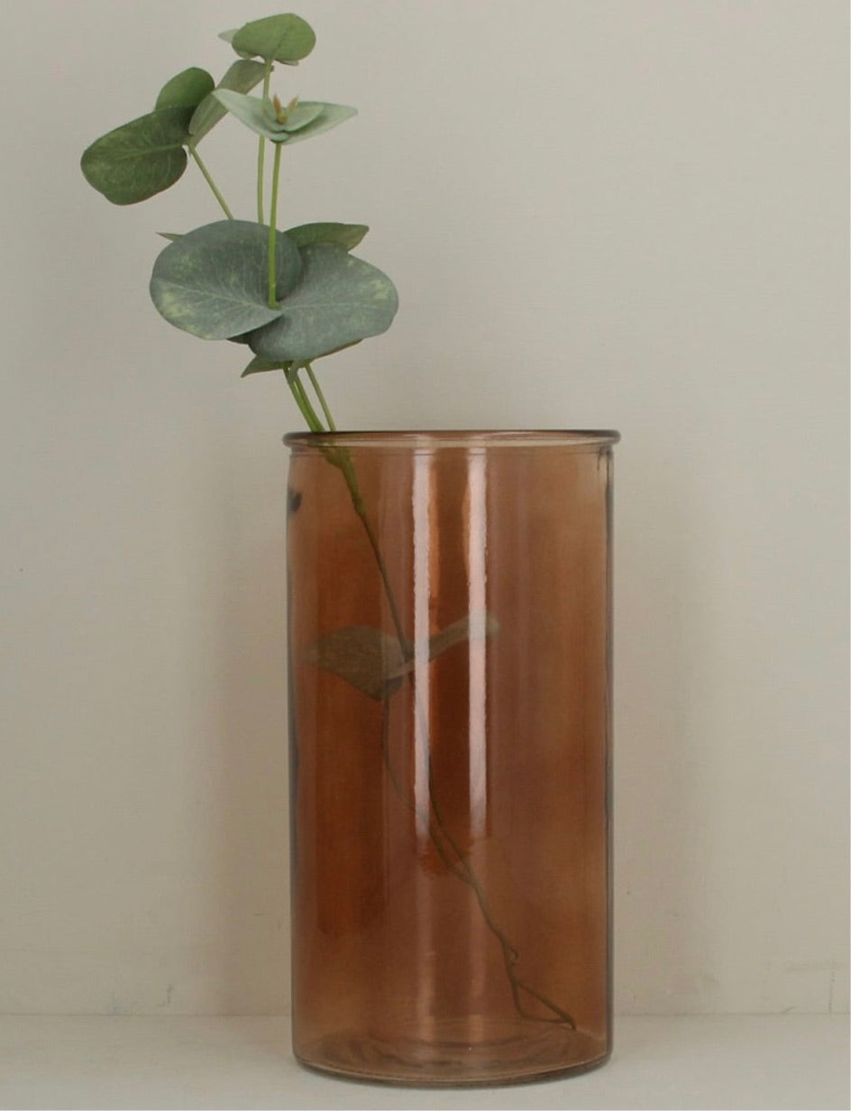 Gisela Graham Straight Glass Vase - Amber