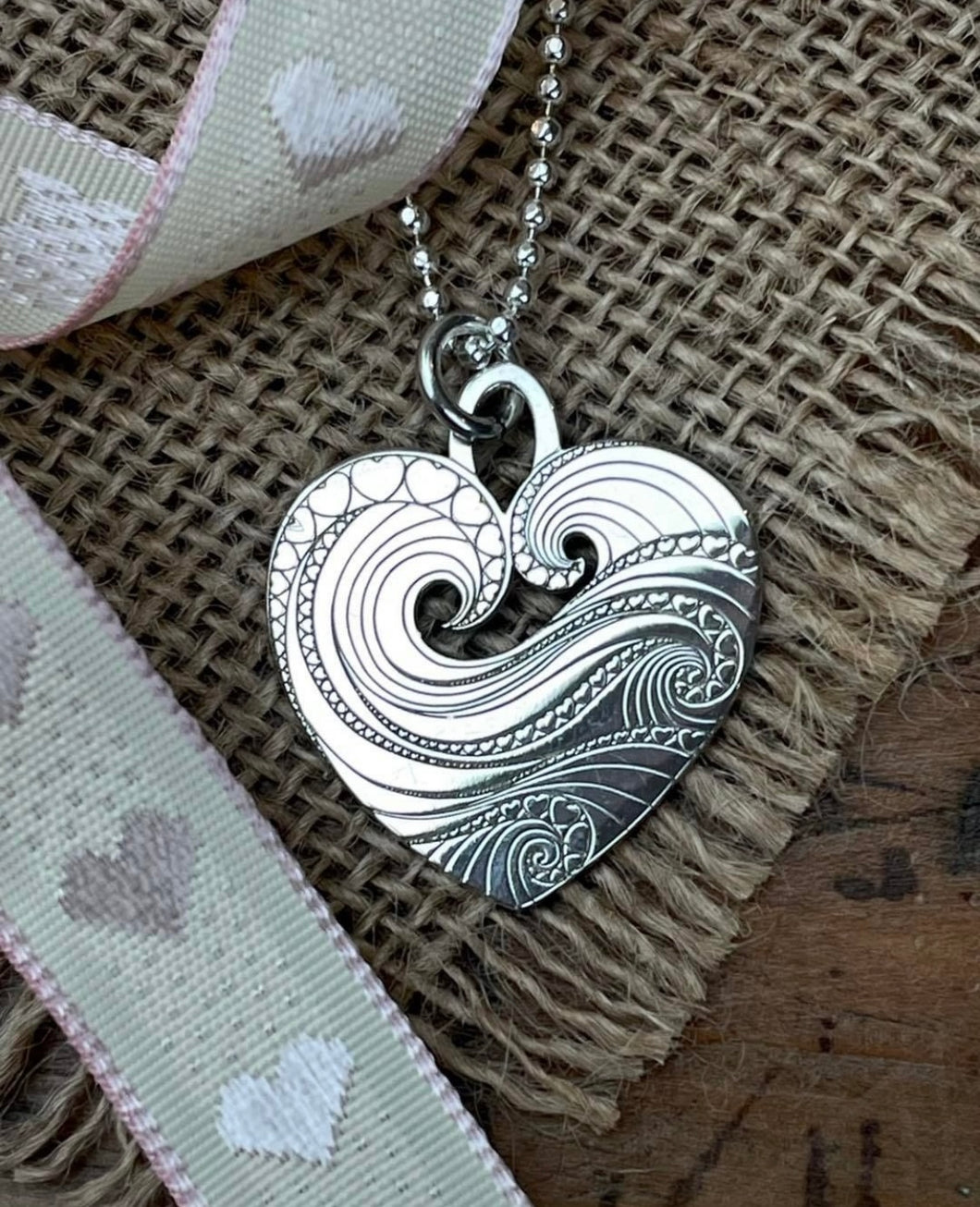 CarterGore Silver Pendant - Wave Heart