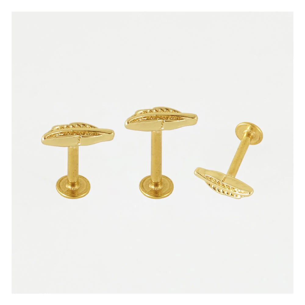 Cartilage Cartel Feather Labret - Gold & Silver