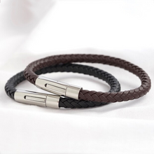 Load image into Gallery viewer, Lisa Angel Men’s Leather Bracelet with ‘Trigger Happy’ Clasp - Black &amp; Brown
