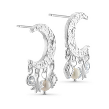 Load image into Gallery viewer, Pure by Nat Moon Earrings with Pendants - Gold &amp; Silver
