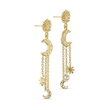Load image into Gallery viewer, Pure by Nat Moon &amp; Chain Pendant Drop Earrings - Gold &amp; Silver
