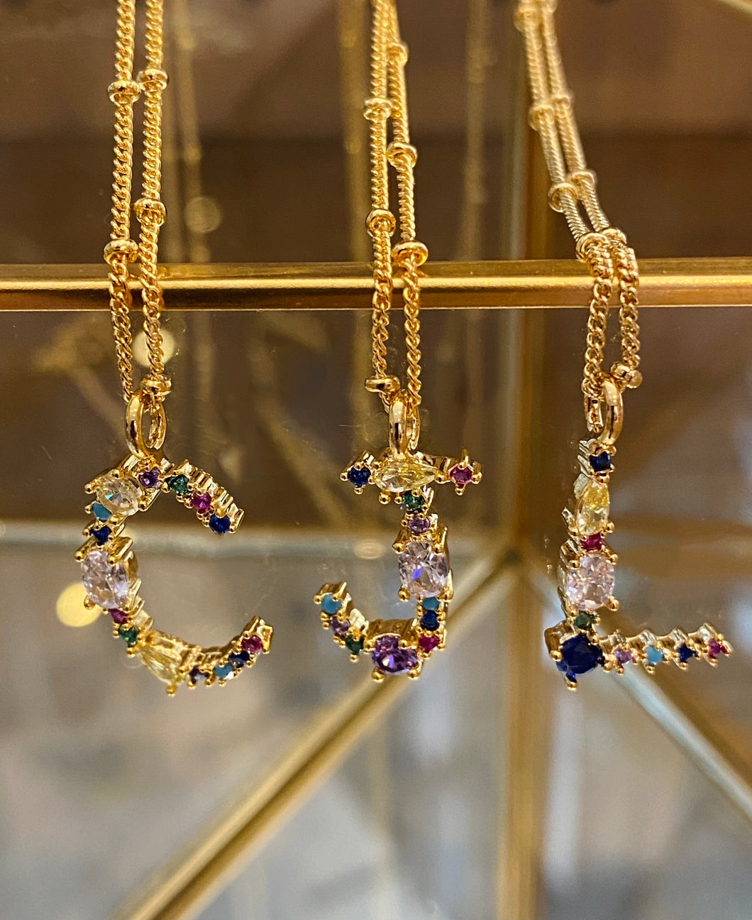 Lisa Angel Rainbow Crystal Initial Necklace