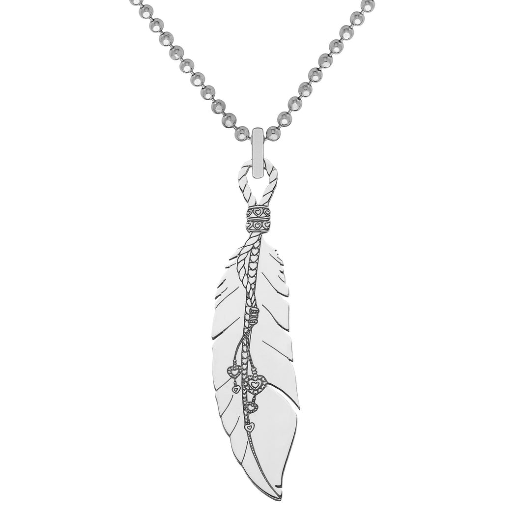 Carter Gore Silver Pendant Feather - Small