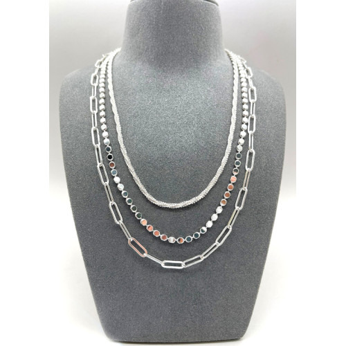 Three Chain Short Layered Necklace