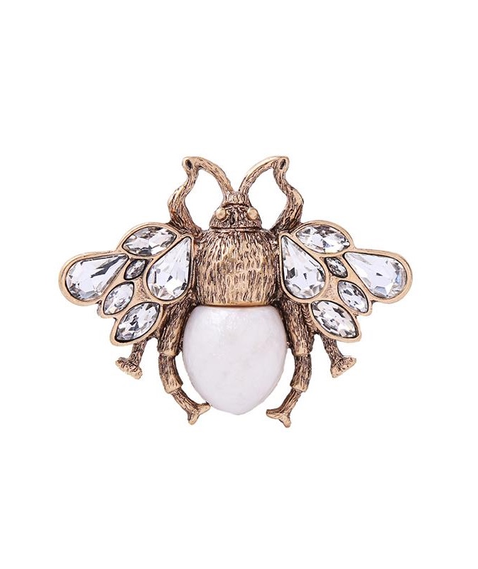 Gold and Cream Bee Brooch