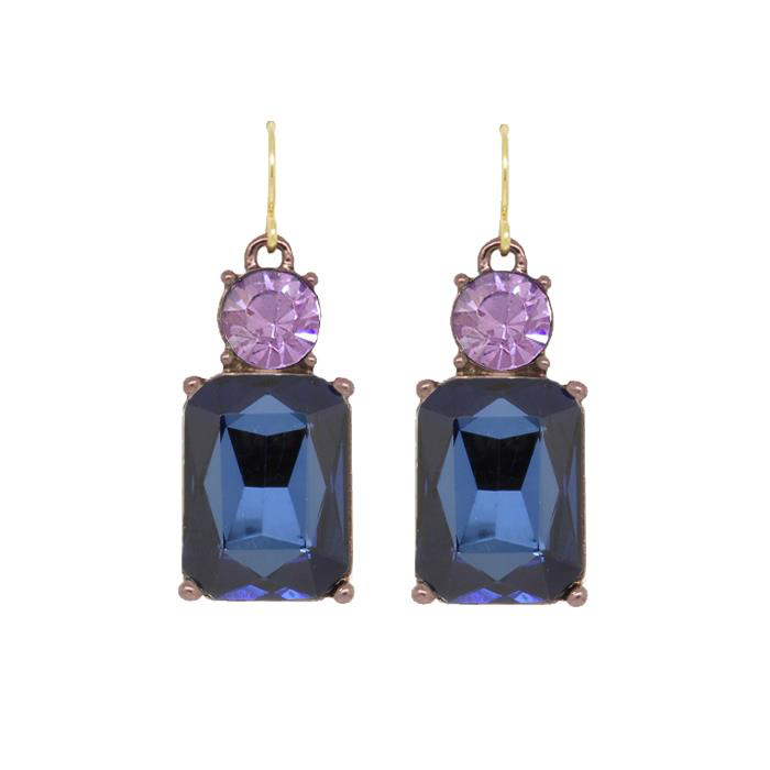 Cut Gem Drop Earrings - Midnight / Violet