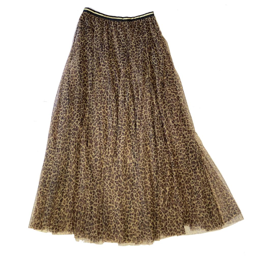 Layered Tulle Skirt - Leopard