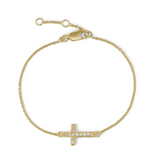 Load image into Gallery viewer, Pure by Nat Zirconia Cross Bracelet - Gold &amp; Silver
