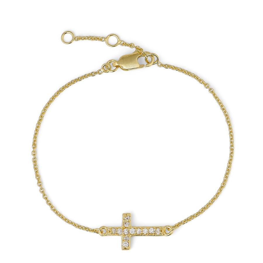 Pure by Nat Zirconia Cross Bracelet - Gold & Silver