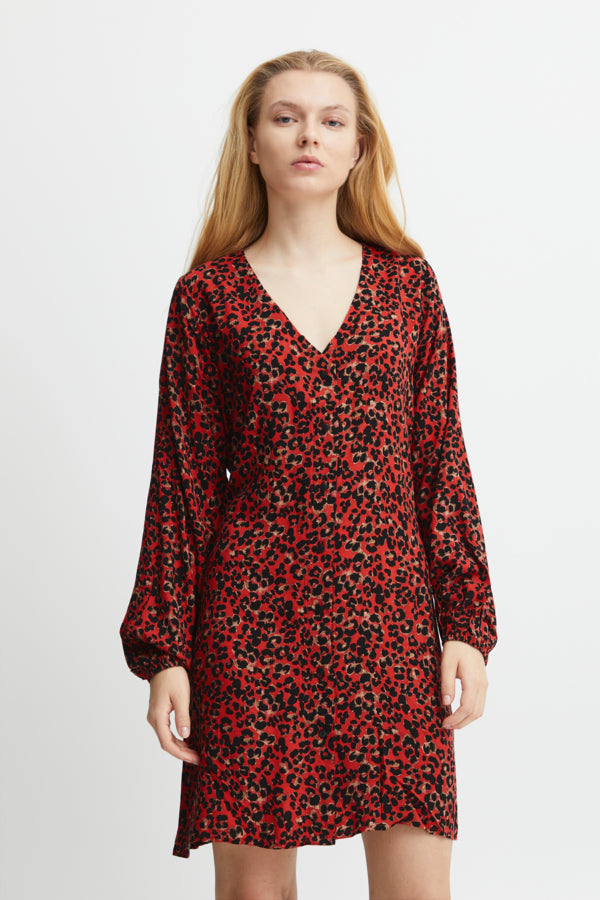 ICHI Vera Leo Print Dress