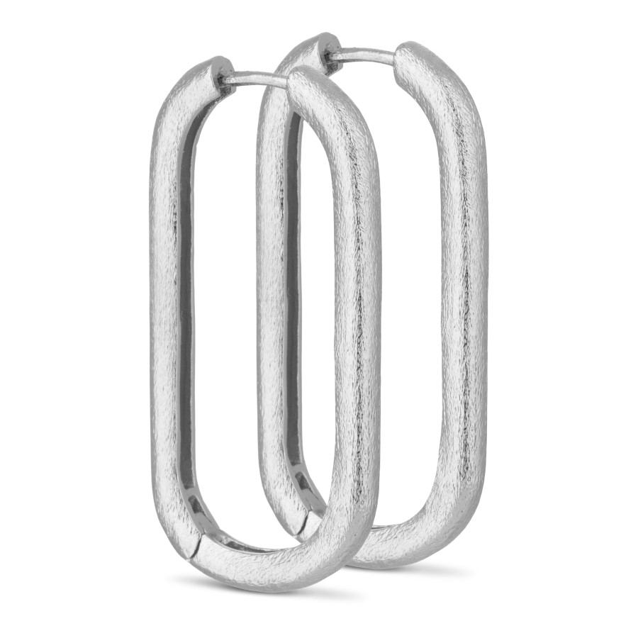 Pure by Nat 40mm Oblong Square Earrings - Silver