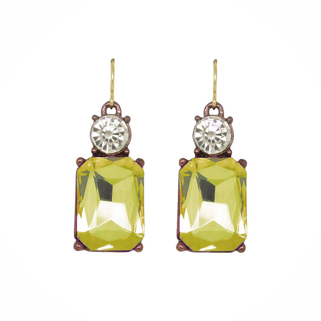Cut gem Drop earrings - Gold / Clear