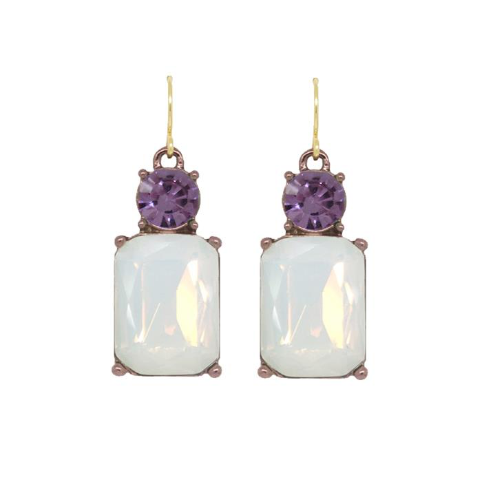 Cut Gem Drop Earrings - Opal / Violet