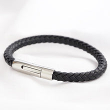 Load image into Gallery viewer, Lisa Angel Men’s Leather Bracelet with ‘Trigger Happy’ Clasp - Black &amp; Brown
