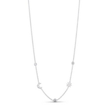 Load image into Gallery viewer, Pure by Nat Necklace with Moon and Sun Pendants - Gold &amp; Silver
