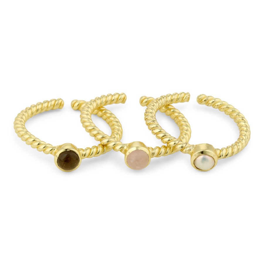Pure By Nat Twisted Gold Ring - Pearl