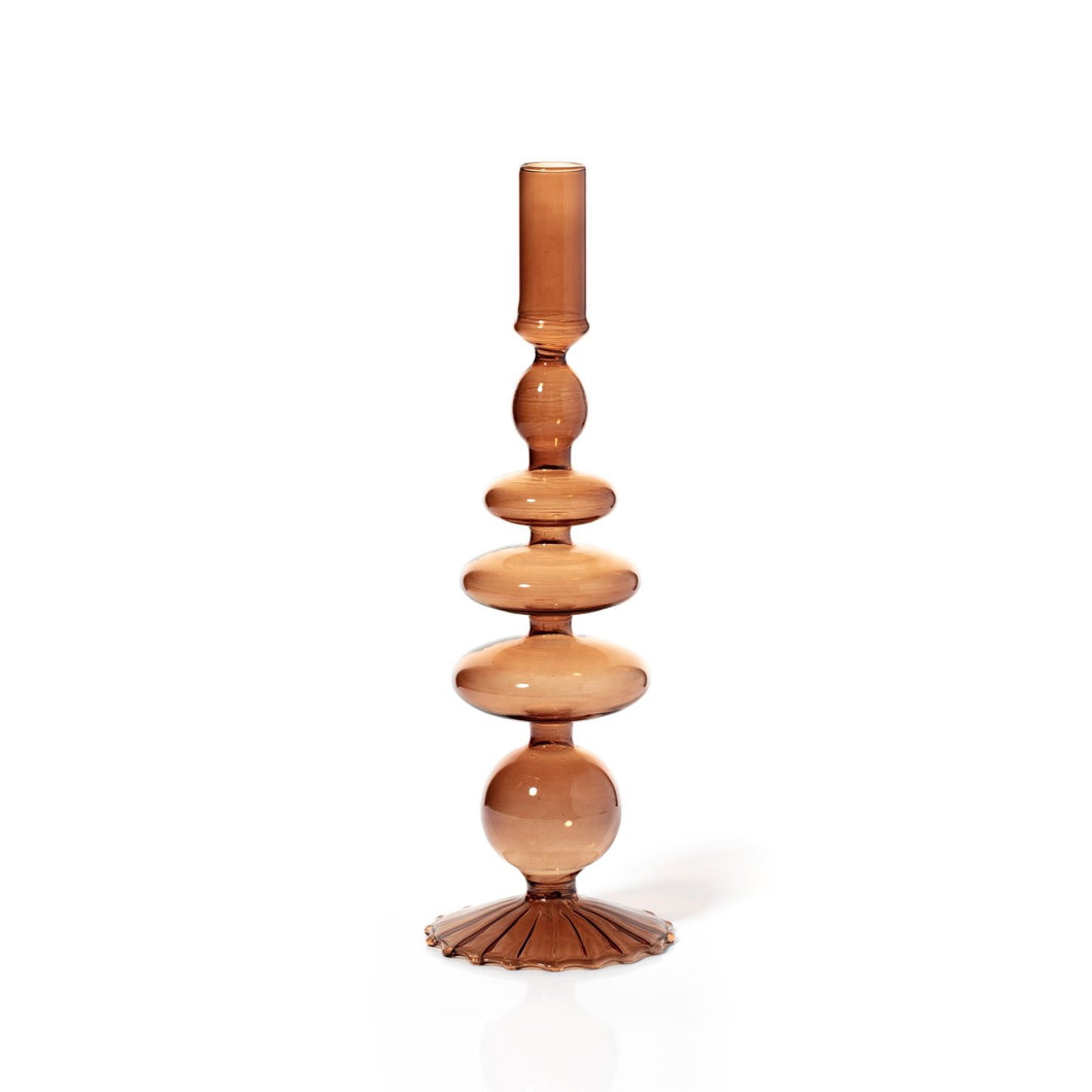Glass Taper Candle Holder - Champagne