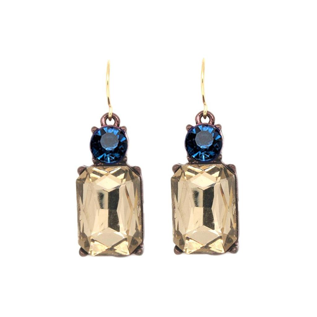 Cut gem Drop earrings - Smoke/Blue