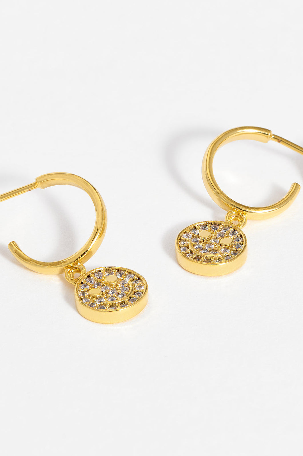 Estella Bartlett Sparkle Smiley Hoop Earrings - Gold Plated