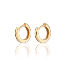 Load image into Gallery viewer, Gold plated Sterling silver Plain Huggie Hoop Earrings
