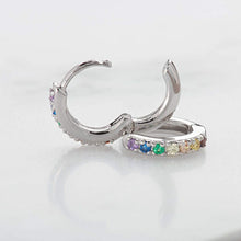 Load image into Gallery viewer, Scream Pretty Huggie Hoop Earrings with Rainbow stones
