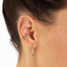 Load image into Gallery viewer, Scream Pretty Huggie Hoop Earrings with Rainbow stones
