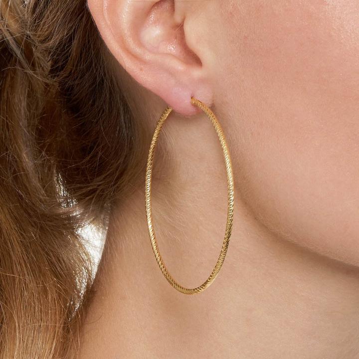 The Hoop Station La Roma Diamond Cut Gold 65mm