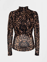 Load image into Gallery viewer, Abstract leopard print mesh blouse 
