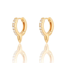 Load image into Gallery viewer, Bullet Huggie Earrings With Clear Stones (gold plated)
