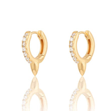 Load image into Gallery viewer, Bullet Huggie Earrings With Clear Stones (gold plated)
