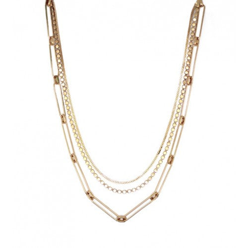 Trio Chunky Chain Layered Necklace - Gold